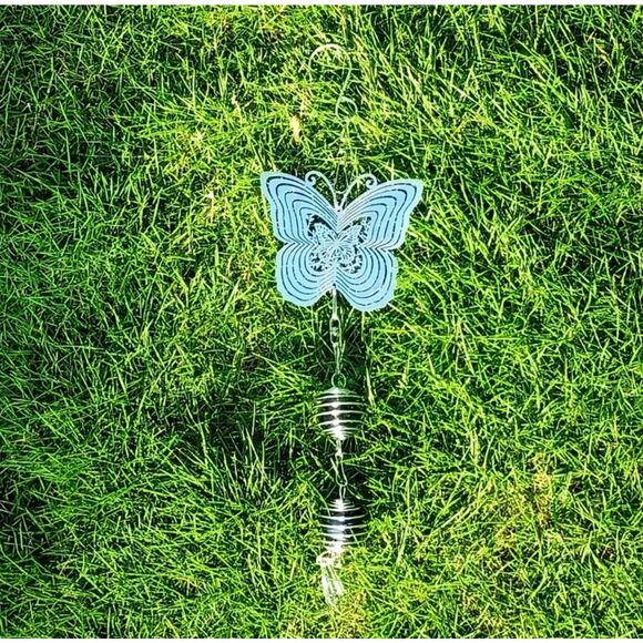 3D Rotating Stainless Steel Butterfly Spinner Yard Decor Crystal Suncatcher GUC - Picture 10 of 13
